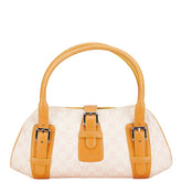 ロエベ アナグラム センダ ハンドバッグ ピンク ブラウン キャンバス レザー レディース LOEWE 【中古】